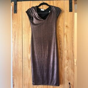 See You Monday Shimmering Brown Midi Dress